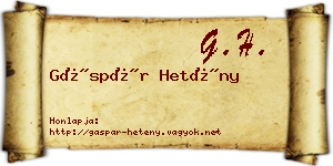 Gáspár Hetény névjegykártya